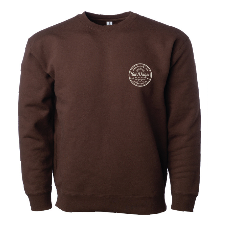 SunDiego Well Rounded Crew Fleece - Brown/Cream Print - Sun Diego Boardshop