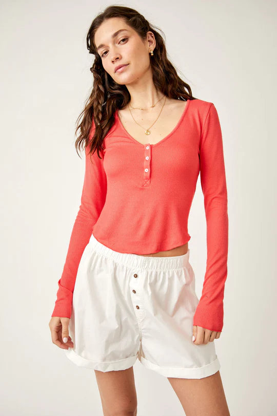 Free People Keep It Basic Layering Top  - Red Pop - Sun Diego Boardshop