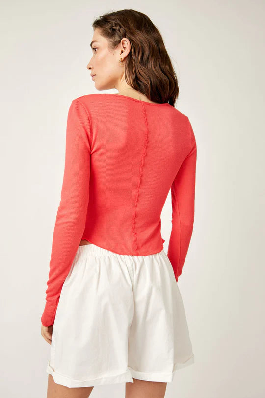 Free People Keep It Basic Layering Top  - Red Pop - Sun Diego Boardshop