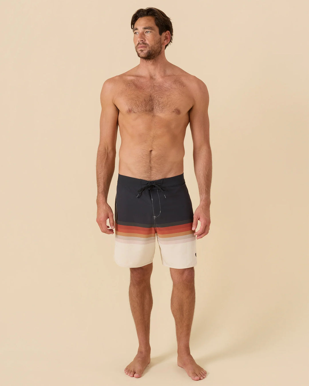 Outerknown Men's All Time Scallop Trunks - 70s Stripe Multi