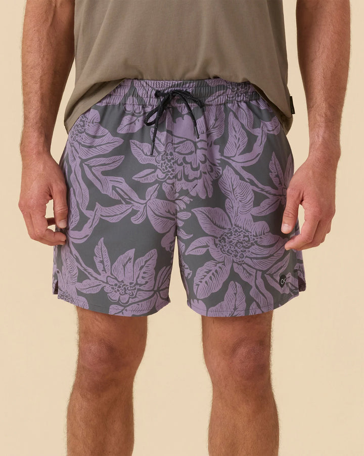 Outerknown Men's All Time Stretch Volley - Purple Aster Tropical Forest