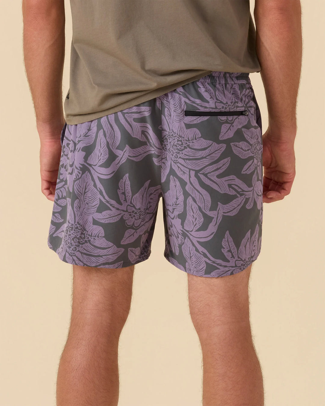 Outerknown Men's All Time Stretch Volley - Purple Aster Tropical Forest