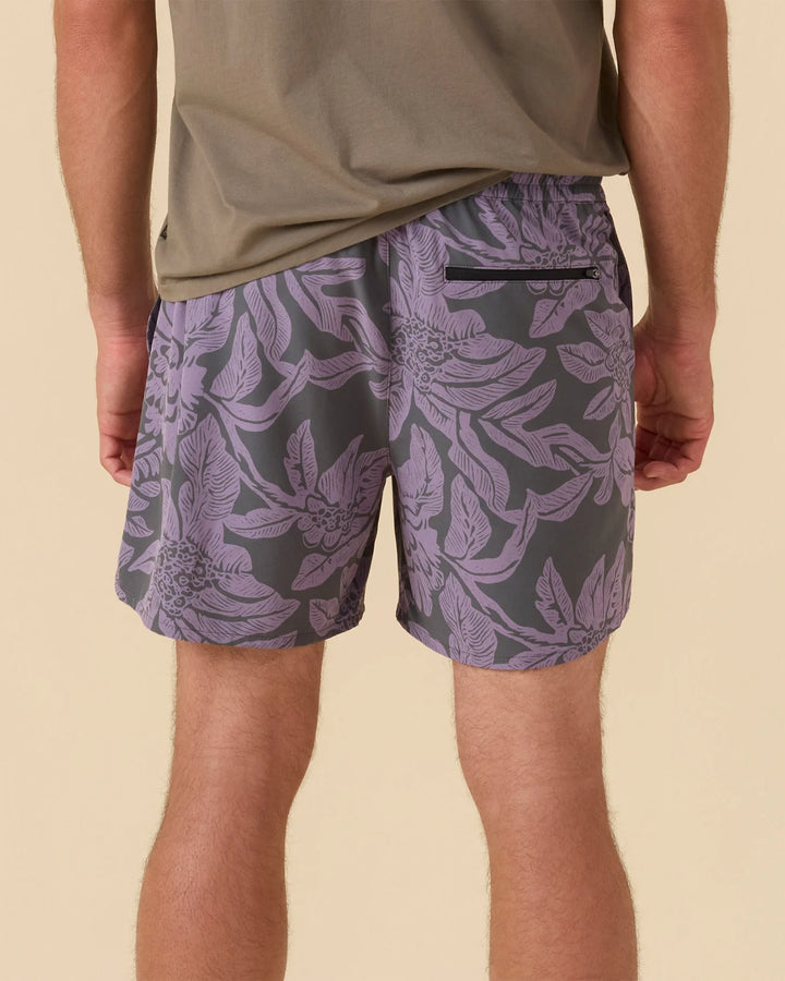 Outerknown Men's All Time Stretch Volley - Purple Aster Tropical Forest