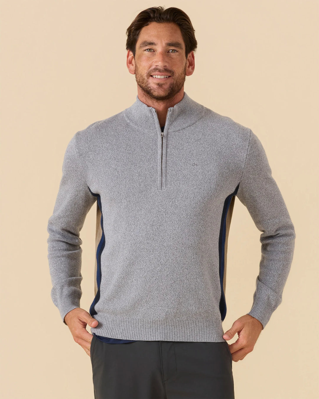 Outerknown Men's Nostalgic Half-Zip - Ok Heather Grey Rainbow - Sun Diego Boardshop