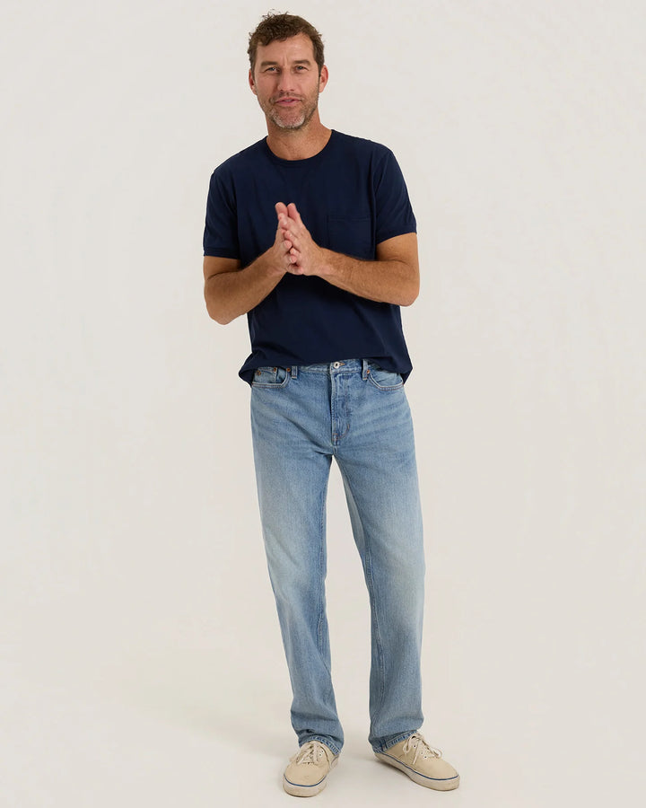 Outerknown Men's The Traveler Straight Jean - Worn Indigo - Sun Diego Boardshop
