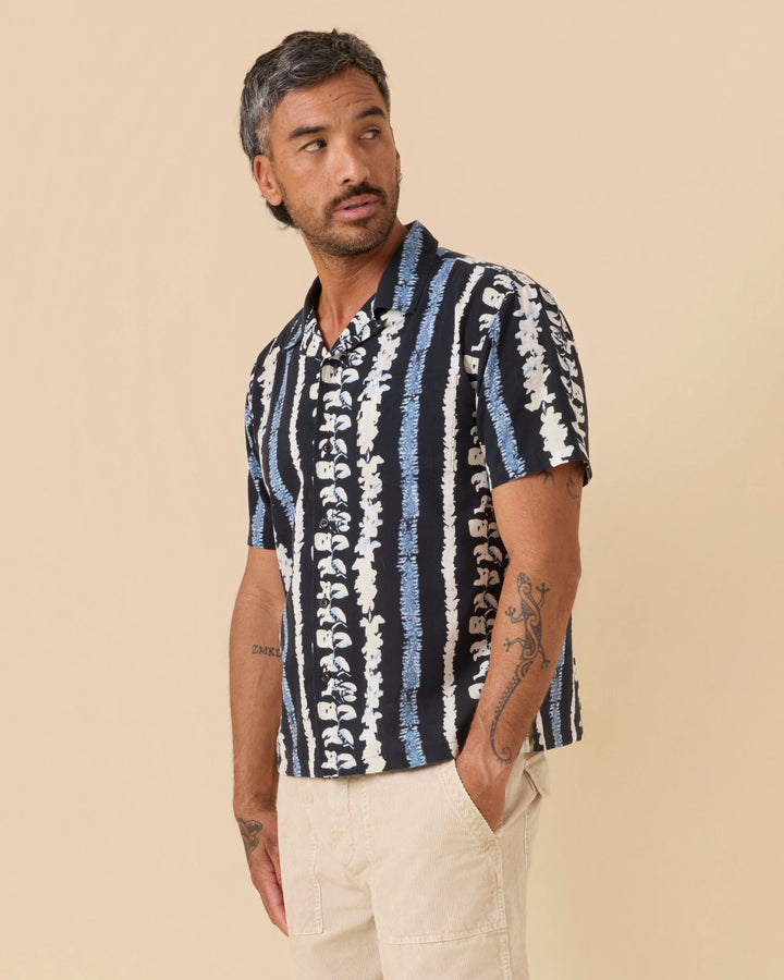 Outerknown Men's The BBQ Shirt - Indigo Bloom Lei - Sun Diego Boardshop