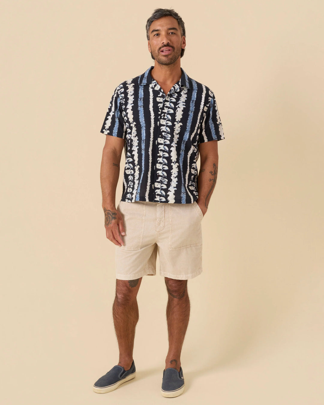 Outerknown Men's The BBQ Shirt - Indigo Bloom Lei - Sun Diego Boardshop