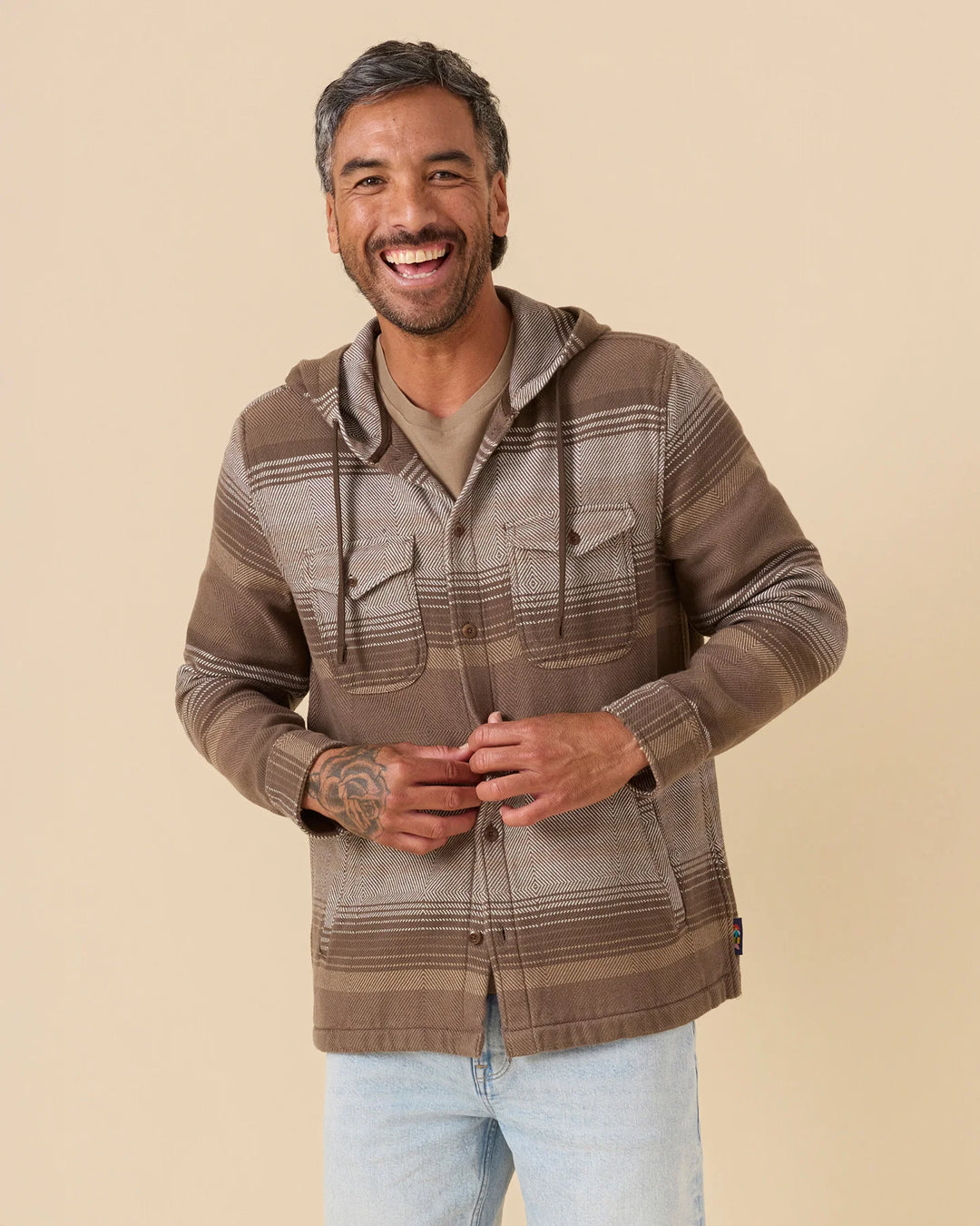 Outerknown Men's The Hooded Blanket Shirt - Beachwood Sonoran Stripe - Sun Diego Boardshop