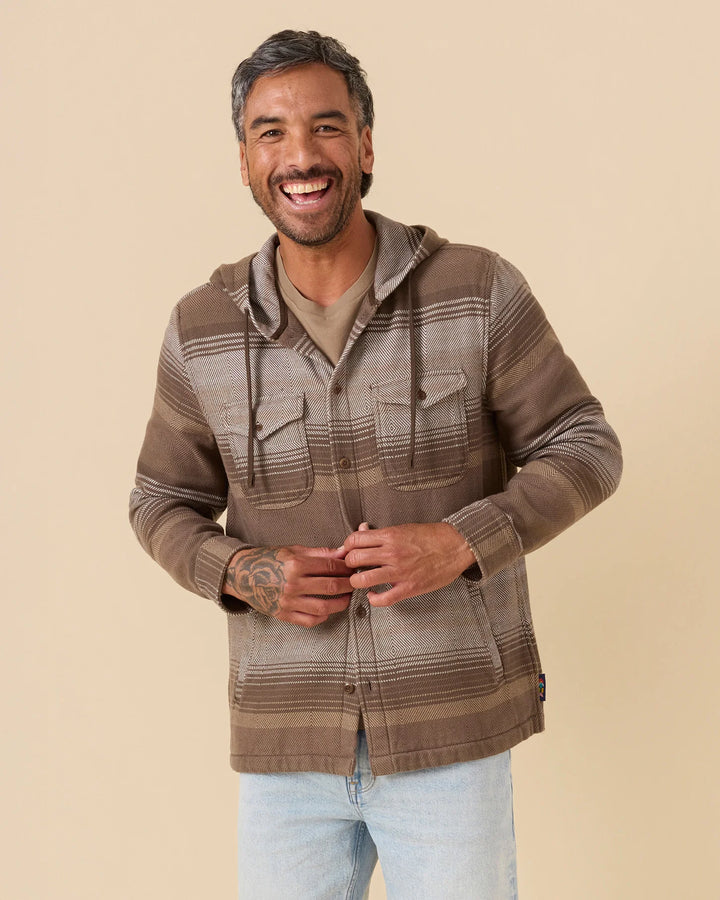 Outerknown Men's The Hooded Blanket Shirt - Beachwood Sonoran Stripe - Sun Diego Boardshop