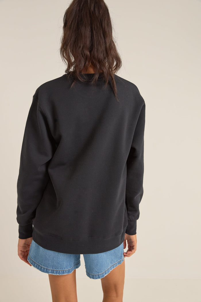Rhythm Flagship Boyfriend Fleece Crew - BLACK - Sun Diego Boardshop