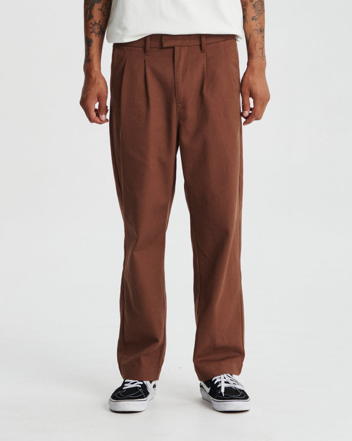 Critical Slide Harro Twill Pleat Pant - BROWN - Sun Diego Boardshop