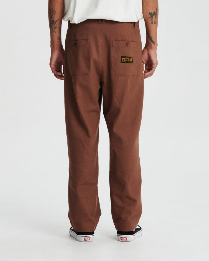 Critical Slide Harro Twill Pleat Pant - BROWN - Sun Diego Boardshop