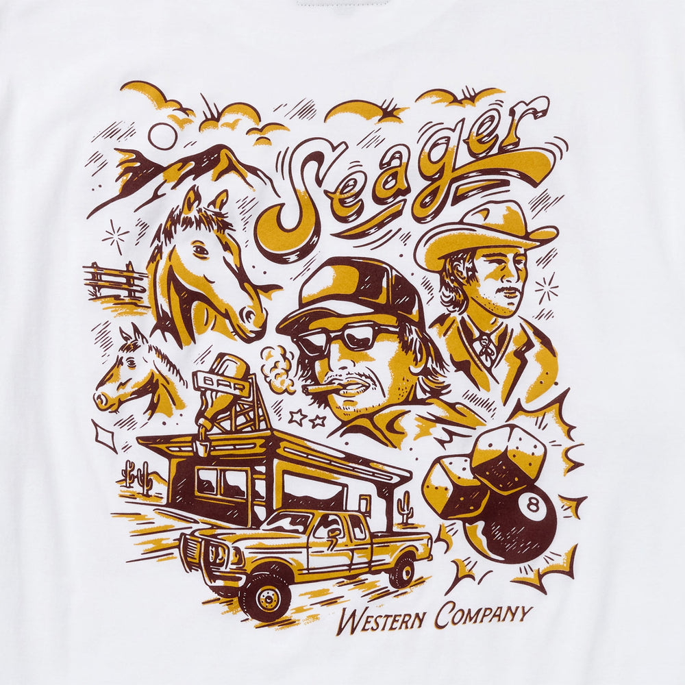 SEAGER BLOWOUT TEE - WHITE - Sun Diego Boardshop