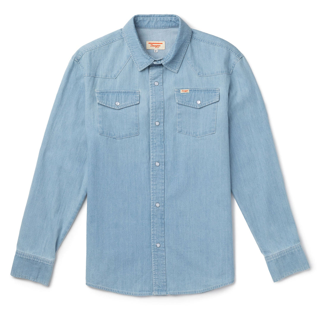 SEAGER Reagan Pearl Snap - LIGHT WASH INDIGO BLUE - Sun Diego Boardshop