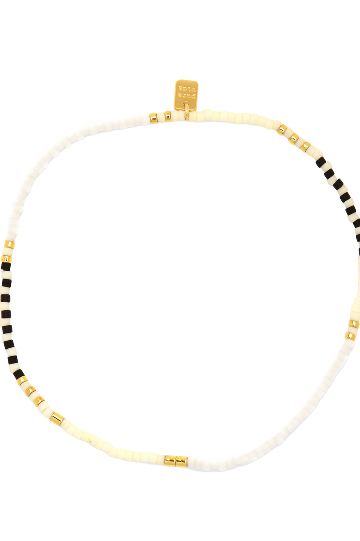 Pura Vida MIXED SEED BEAD GOLD STRETCH ANKLET - MONOCHROME - Sun Diego Boardshop