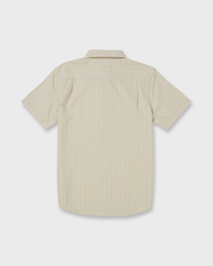 Quiksilver Men's Dobby Stripe Classic Short Sleeve Shirt - Bone White - Sun Diego Boardshop