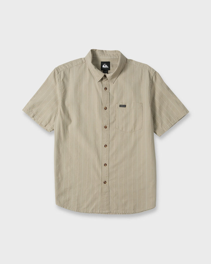 Quiksilver Men's Dobby Stripe Classic Short Sleeve Woven Shirt - Seneca Rock - Sun Diego Boardshop
