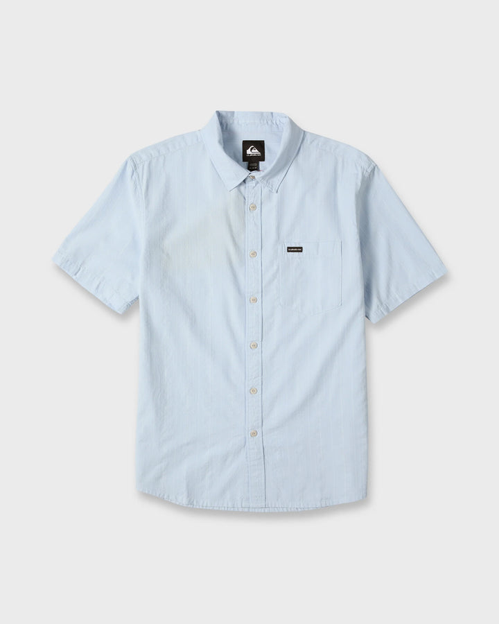 Quiksilver Men's Dobby Stripe Classic Short Sleeve Woven Shirt - Skyway - Sun Diego Boardshop