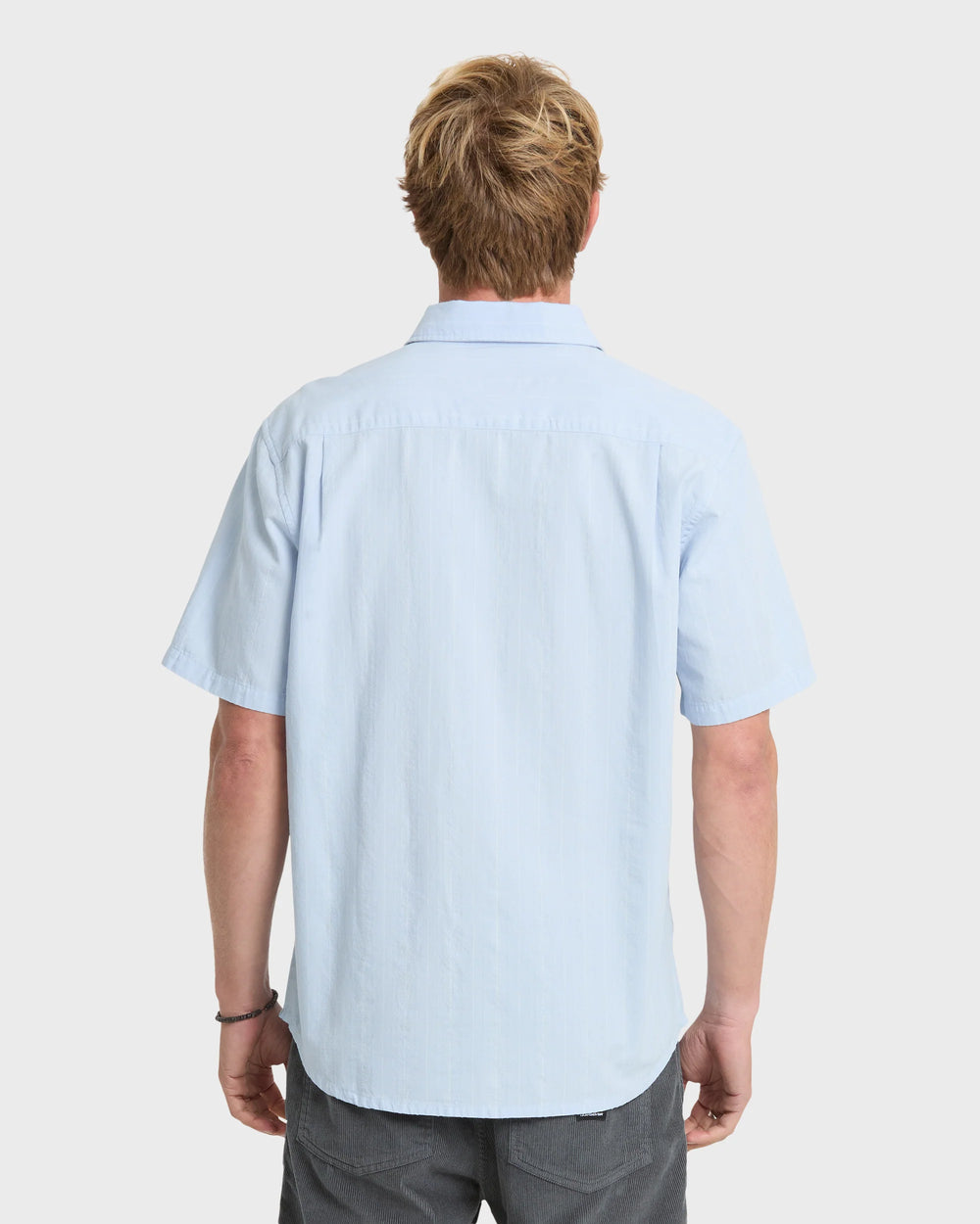 Quiksilver Men's Dobby Stripe Classic Short Sleeve Woven Shirt - Skyway - Sun Diego Boardshop