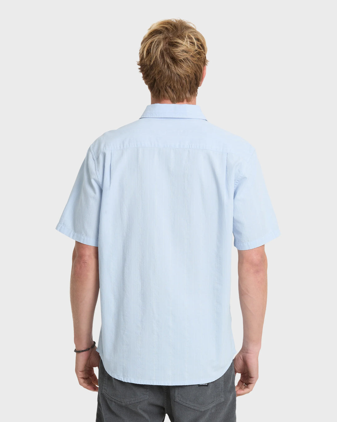 Quiksilver Men's Dobby Stripe Classic Short Sleeve Woven Shirt - Skyway - Sun Diego Boardshop