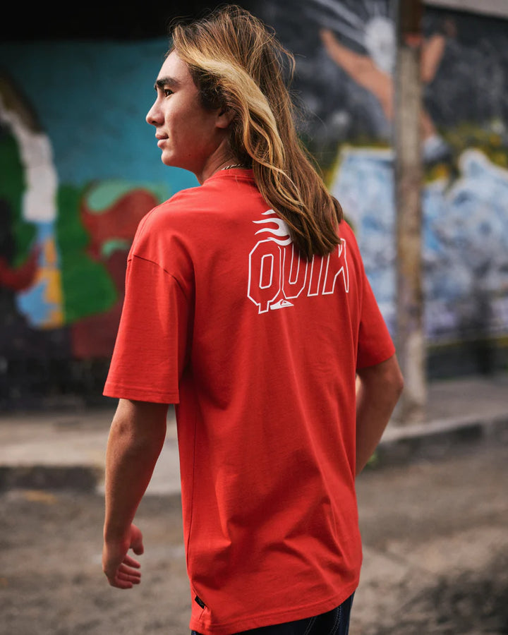 Quiksilver Stacked Mercury Oversized Heavyweight Short Sleeve T-Shirt - Salsa Rzm0 - Sun Diego Boardshop