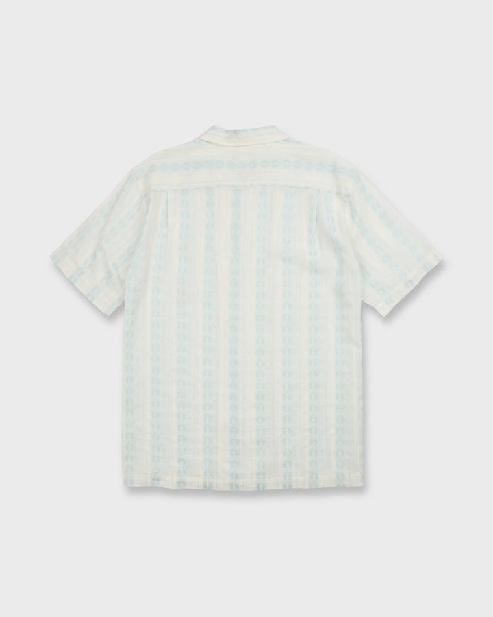 Quiksilver Men's Bishop Jacquard Camp Short Sleeve Cotton Shirt - Skyway - Sun Diego Boardshop