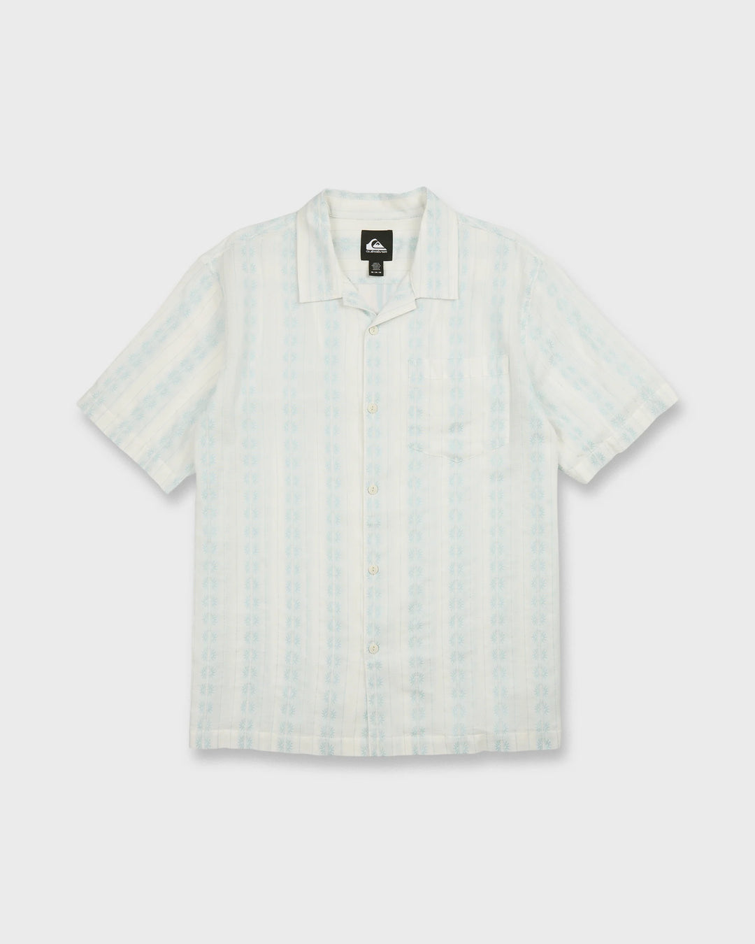 Quiksilver Men's Bishop Jacquard Camp Short Sleeve Cotton Shirt - Skyway - Sun Diego Boardshop