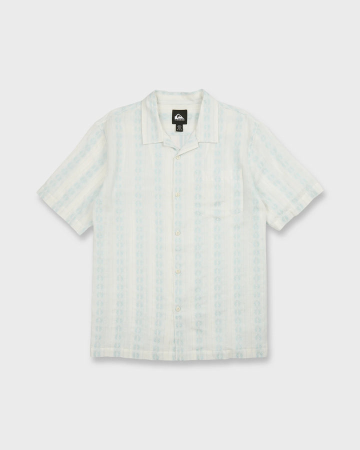 Quiksilver Men's Bishop Jacquard Camp Short Sleeve Cotton Shirt - Skyway - Sun Diego Boardshop
