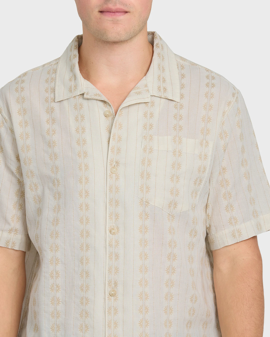 Quiksilver Men's Bishop Jacquard Camp Short Sleeve Cotton Shirt - Twill - Sun Diego Boardshop