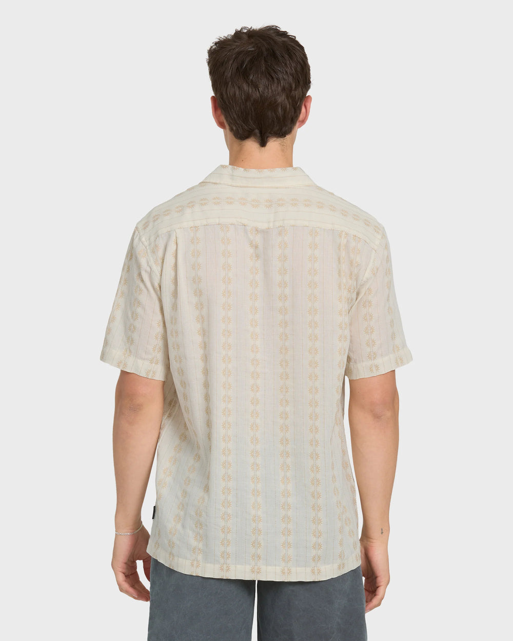 Quiksilver Men's Bishop Jacquard Camp Short Sleeve Cotton Shirt - Twill - Sun Diego Boardshop