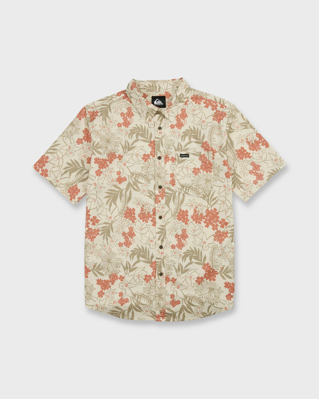 Quiksilver Men's Jetty Bloom Classic Stretch Short Sleeve Woven Shirt - Bone White - Sun Diego Boardshop
