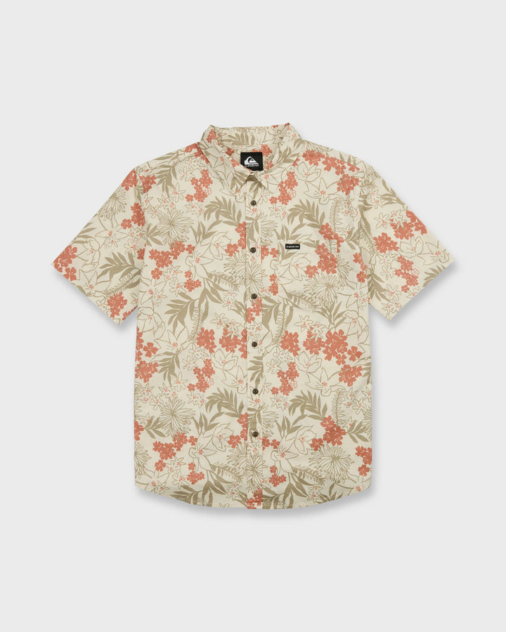 Quiksilver Men's Jetty Bloom Classic Stretch Short Sleeve Woven Shirt - Bone White - Sun Diego Boardshop