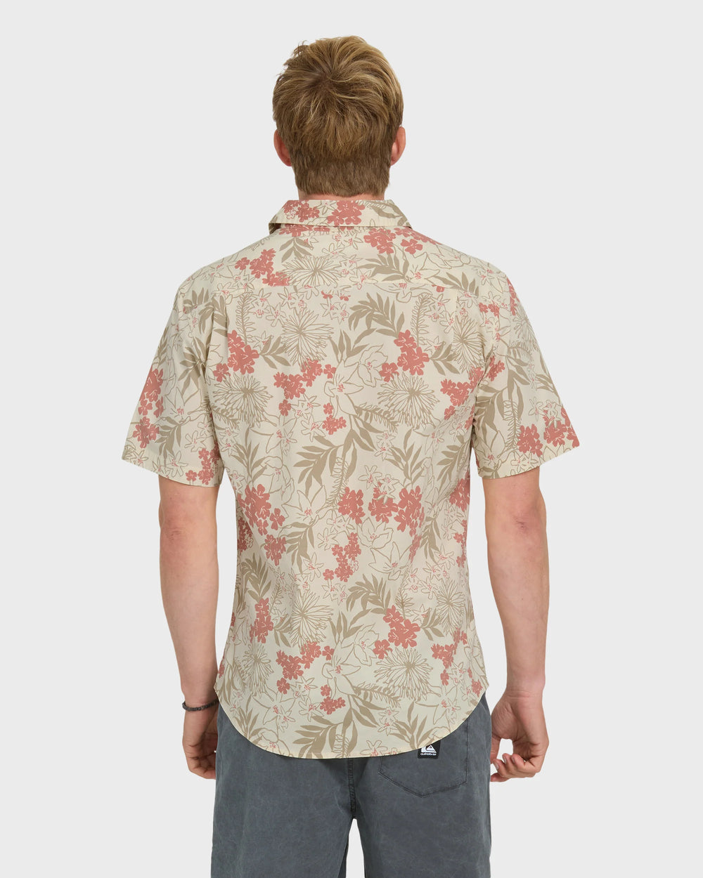 Quiksilver Men's Jetty Bloom Classic Stretch Short Sleeve Woven Shirt - Bone White - Sun Diego Boardshop