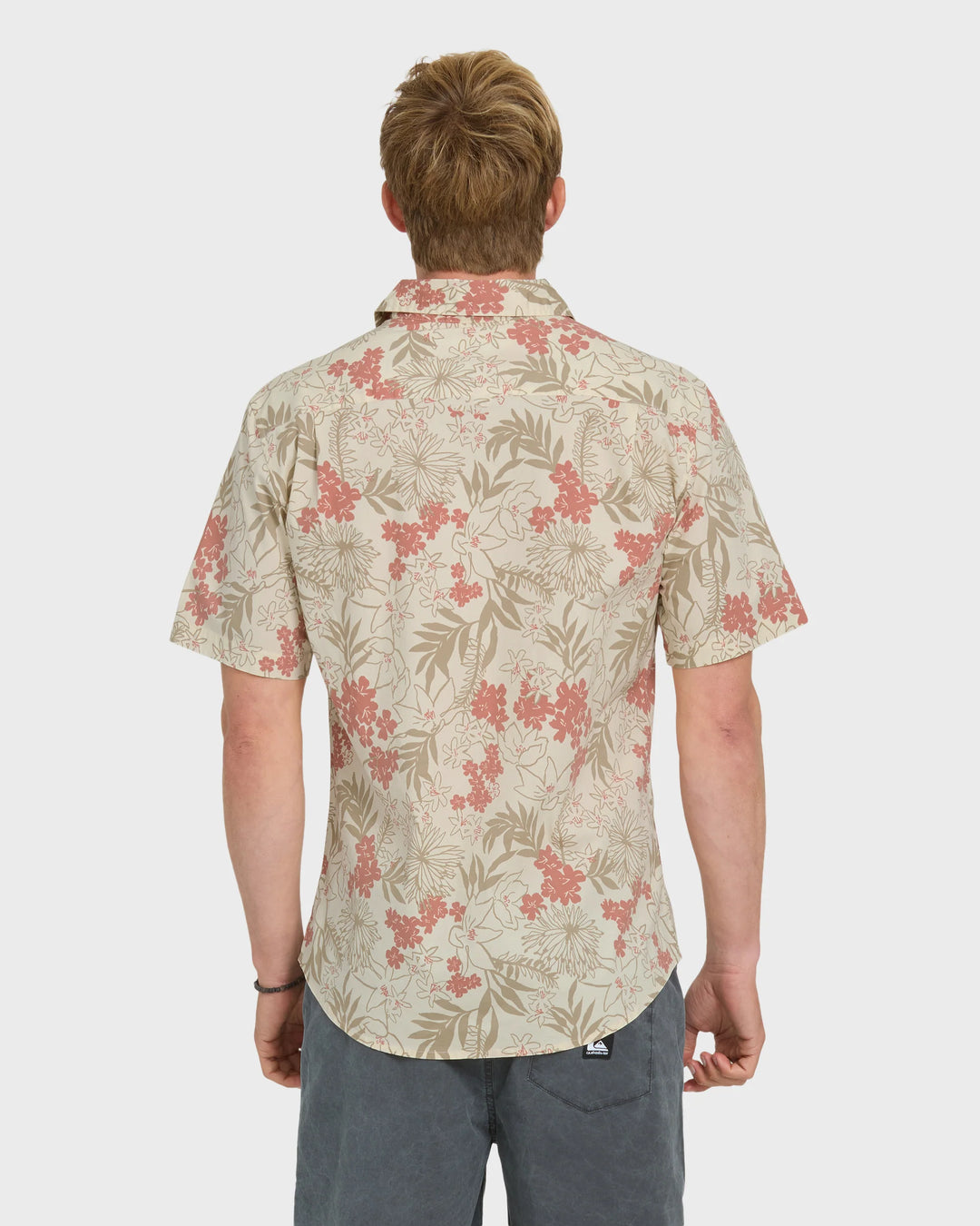 Quiksilver Men's Jetty Bloom Classic Stretch Short Sleeve Woven Shirt - Bone White - Sun Diego Boardshop