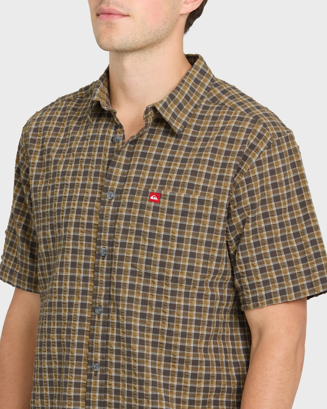 Quiksilver Men's Young Guns Button-Up Short Sleeve Shirt - Major Brown - Sun Diego Boardshop