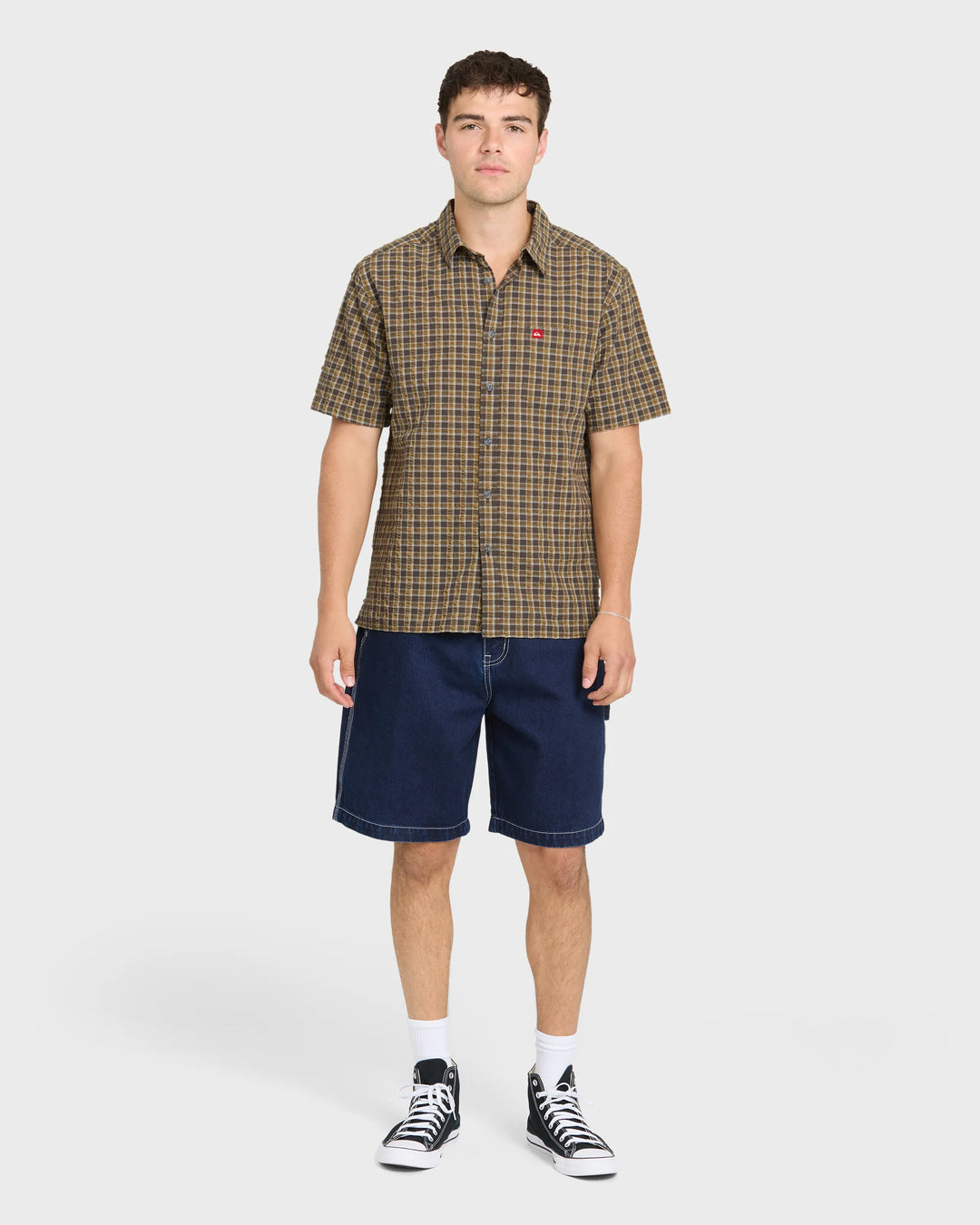 Quiksilver Men's Young Guns Button-Up Short Sleeve Shirt - Major Brown - Sun Diego Boardshop