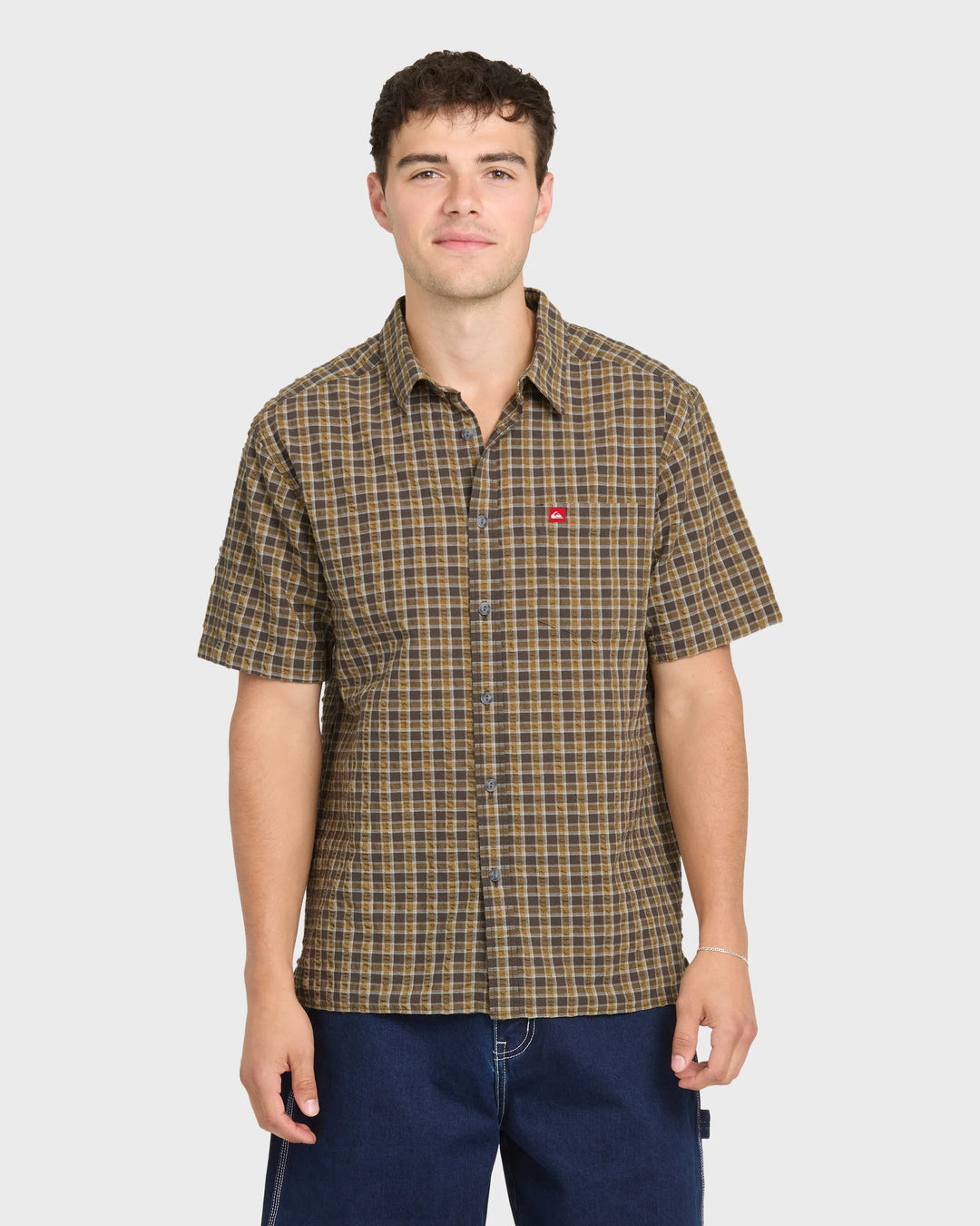 Quiksilver Men's Young Guns Button-Up Short Sleeve Shirt - Major Brown - Sun Diego Boardshop