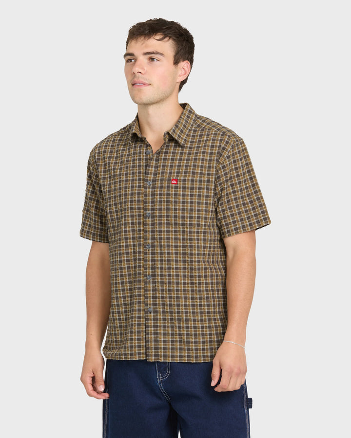 Quiksilver Men's Young Guns Button-Up Short Sleeve Shirt - Major Brown - Sun Diego Boardshop