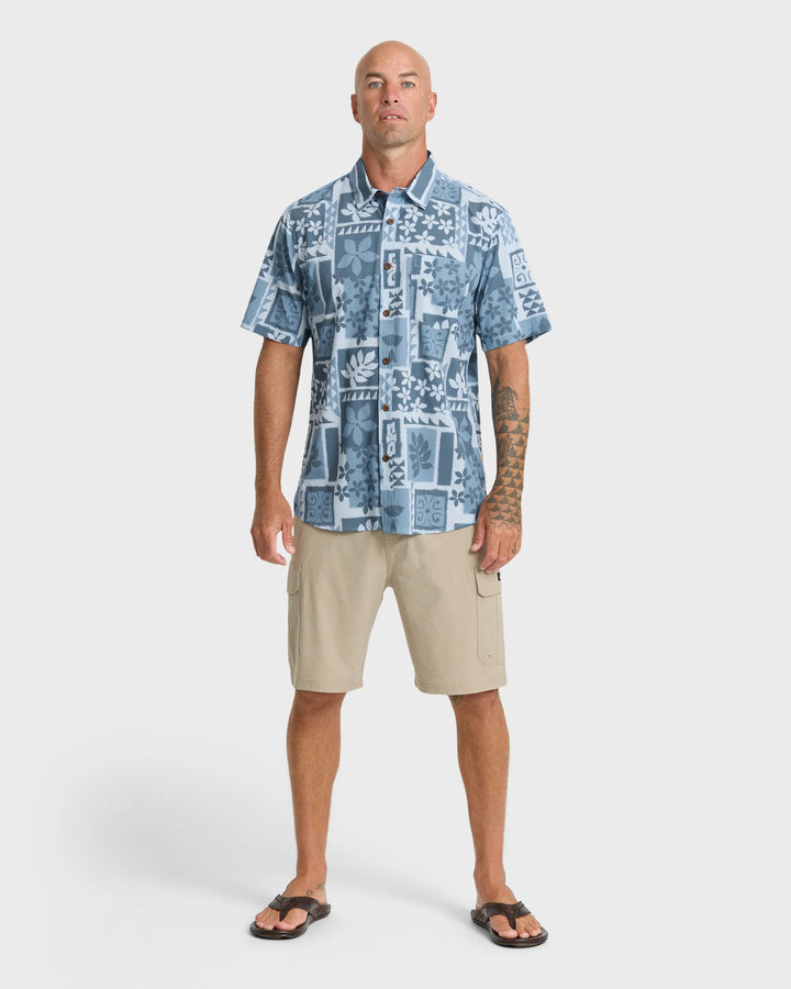 Quiksilver Men's Waterman Sandy Cove Short Sleeve Woven Shirt - Skyway - Sun Diego Boardshop