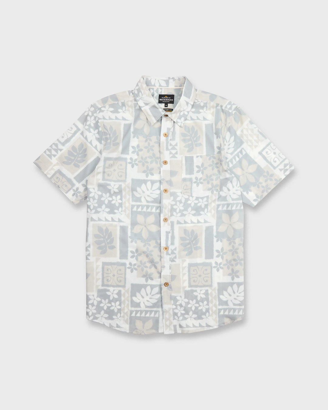 Quiksilver Men's Waterman Sandy Cove Short Sleeve Woven Shirt - White - Sun Diego Boardshop