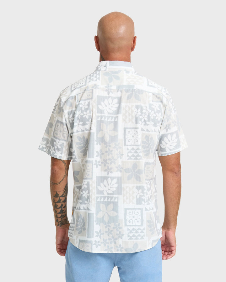 Quiksilver Men's Waterman Sandy Cove Short Sleeve Woven Shirt - White - Sun Diego Boardshop