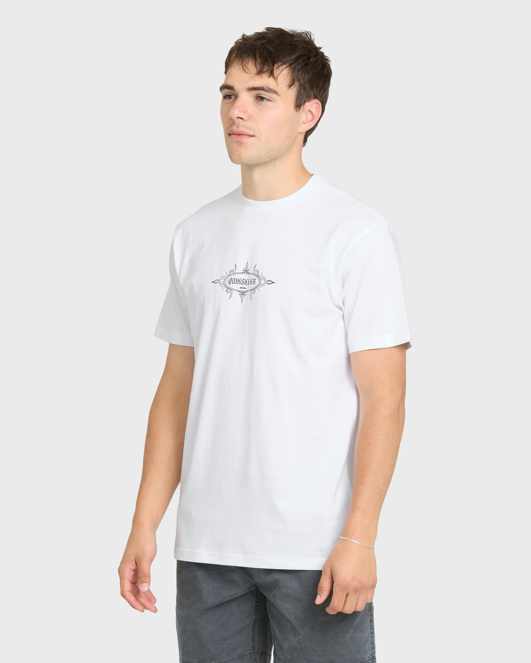 Quiksilver Men's Crest Classic Short Sleeve Knit T-Shirt - White - Sun Diego Boardshop