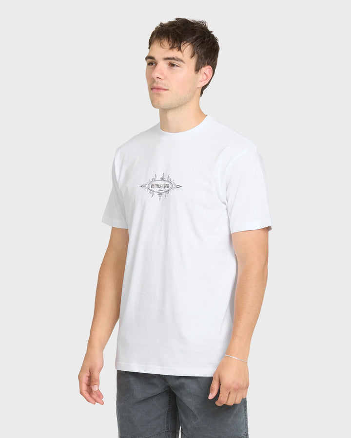 Quiksilver Men's Crest Classic Short Sleeve Knit T-Shirt - White - Sun Diego Boardshop
