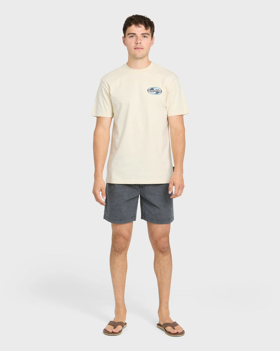 Quiksilver Men's Original Yin Yang Classic Short Sleeve Cotton T-Shirt - Bone White - Sun Diego Boardshop