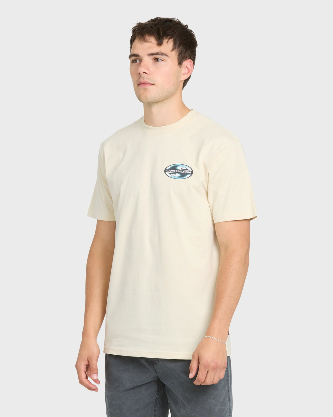 Quiksilver Men's Original Yin Yang Classic Short Sleeve Cotton T-Shirt - Bone White - Sun Diego Boardshop