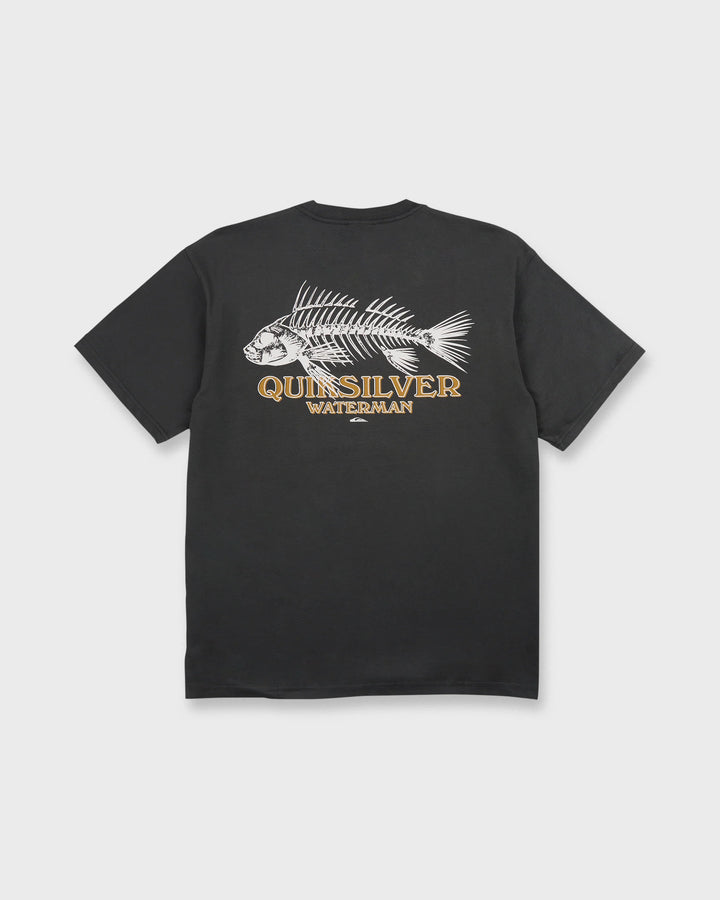 Quiksilver Men's Waterman Fish Bones Short Sleeve Cotton T-Shirt - Phantom - Sun Diego Boardshop