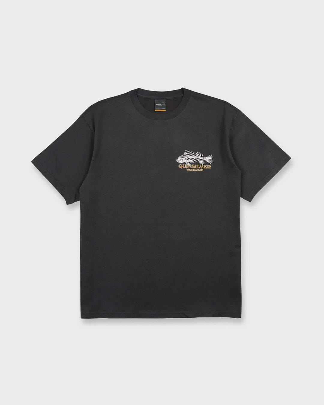 Quiksilver Men's Waterman Fish Bones Short Sleeve Cotton T-Shirt - Phantom - Sun Diego Boardshop