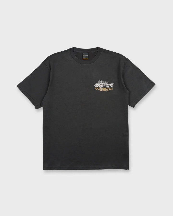 Quiksilver Men's Waterman Fish Bones Short Sleeve Cotton T-Shirt - Phantom - Sun Diego Boardshop