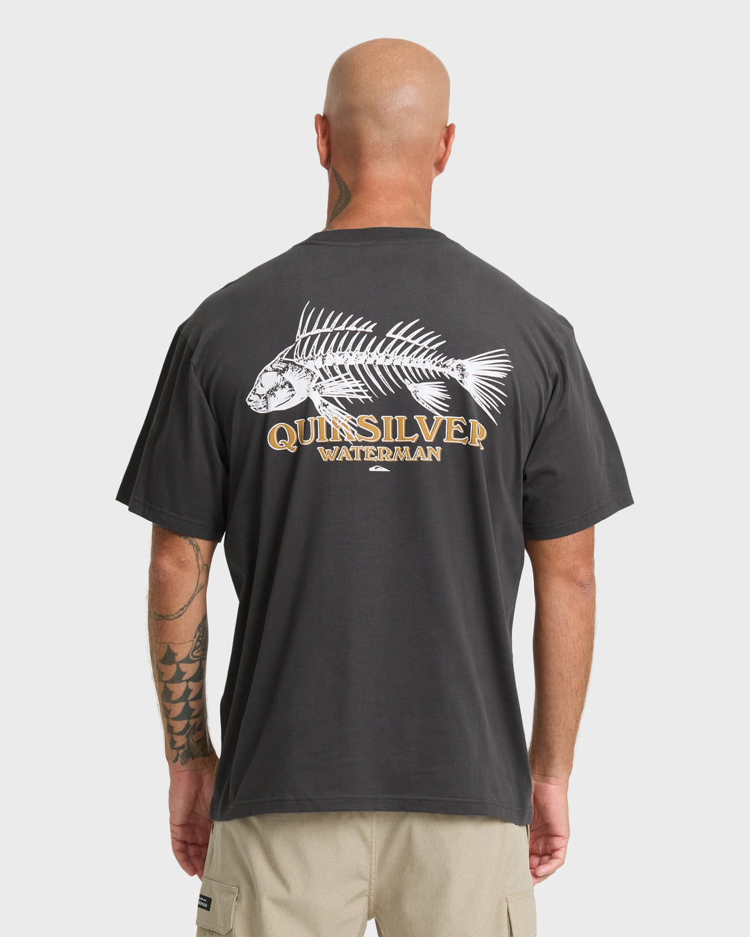 Quiksilver Men's Waterman Fish Bones Short Sleeve Cotton T-Shirt - Phantom - Sun Diego Boardshop
