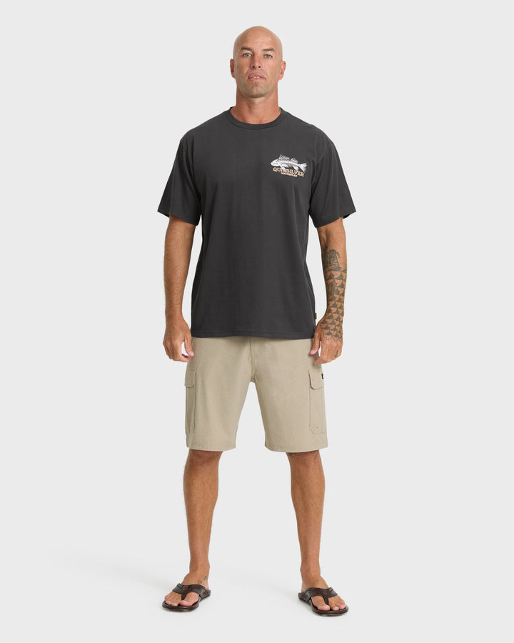Quiksilver Men's Waterman Fish Bones Short Sleeve Cotton T-Shirt - Phantom - Sun Diego Boardshop